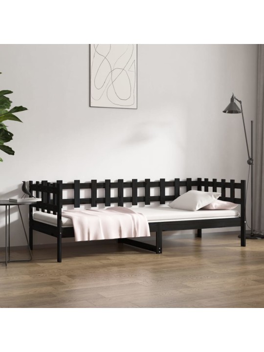 Válenda černá 90 x 190 cm masivní borové dřevo