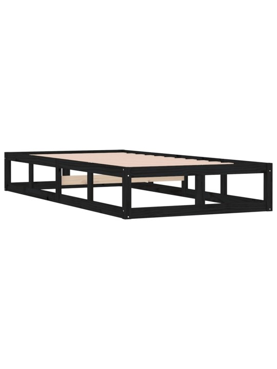 Rám postele černý 90 x 200 cm masivní dřevo