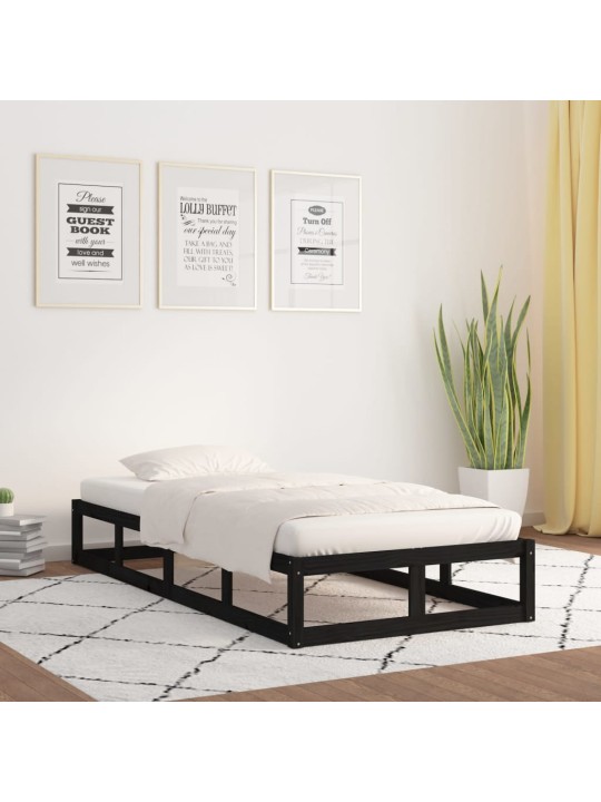 Rám postele černý 90 x 200 cm masivní dřevo