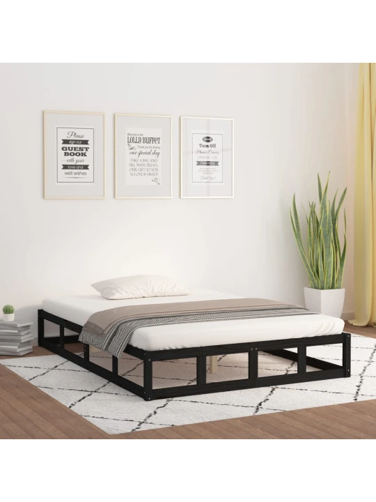 Rám postele černý 140 x 200 cm masivní dřevo
