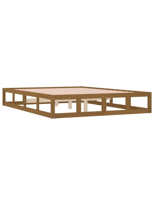 Rám postele medově hnědý 150 x 200 cm King Size masivní dřevo