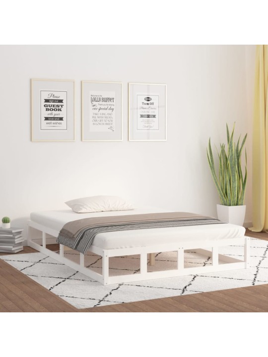 Rám postele bílý 160 x 200 cm masivní dřevo