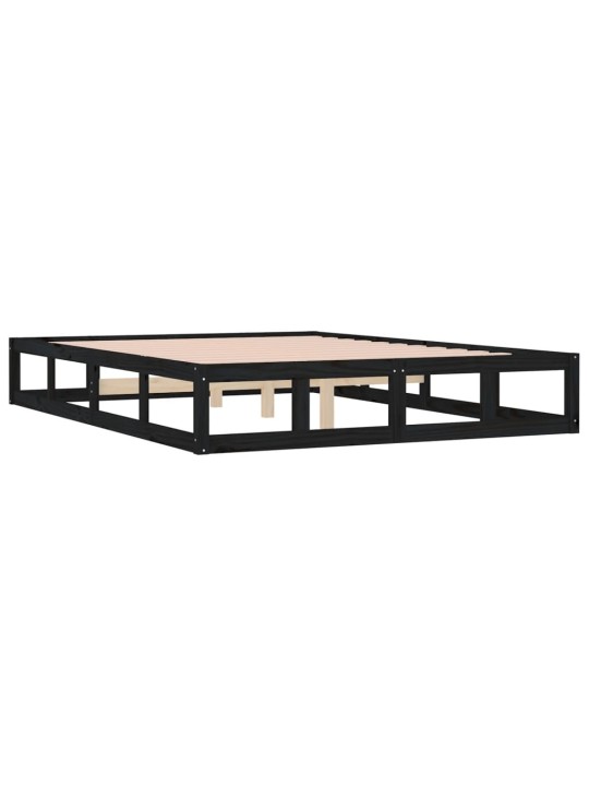 Rám postele černý 200 x 200 cm masivní dřevo