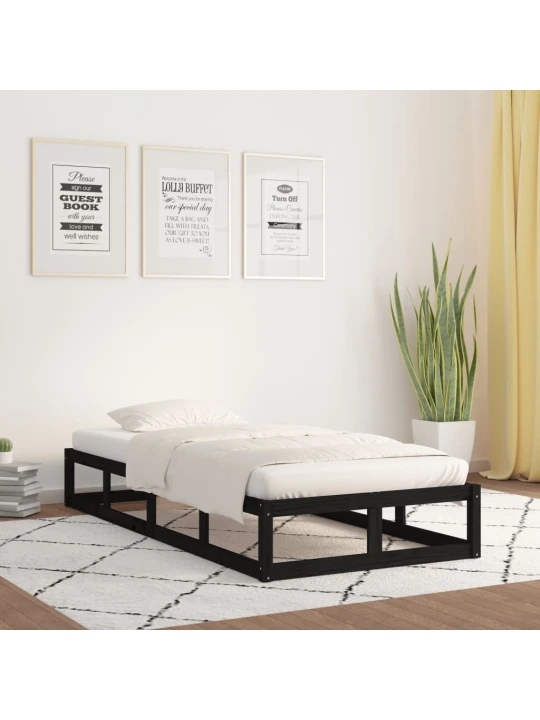 Rám postele černý 90 x 190 cm Single masivní dřevo