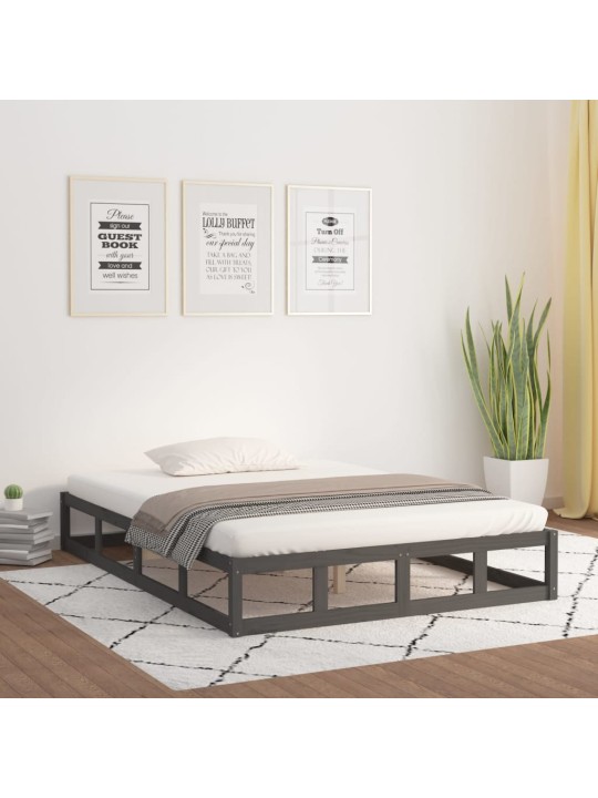 Rám postele šedý 120 x 190 cm Small Double masivní dřevo