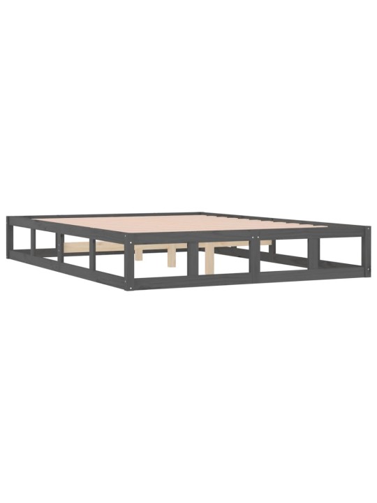 Rám postele šedý 135 x 190 cm Double masivní dřevo