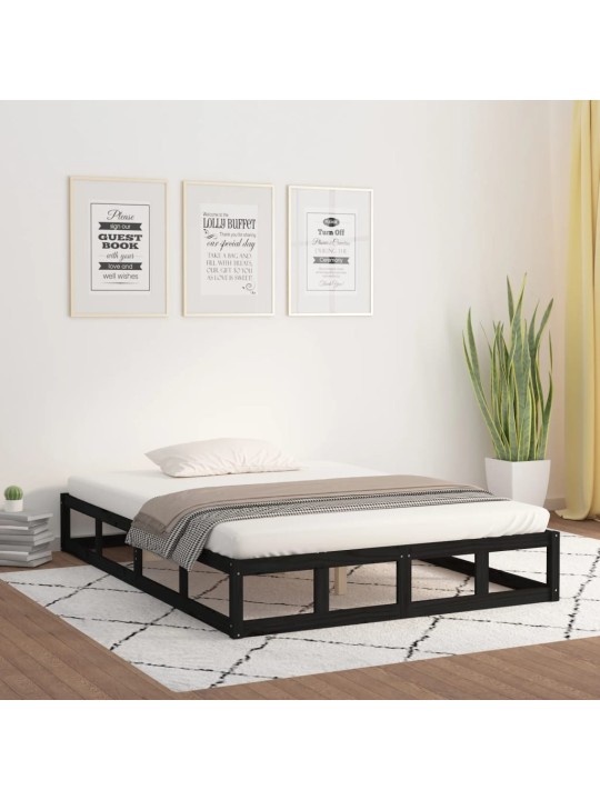 Rám postele černý 140 x 190 cm masivní dřevo