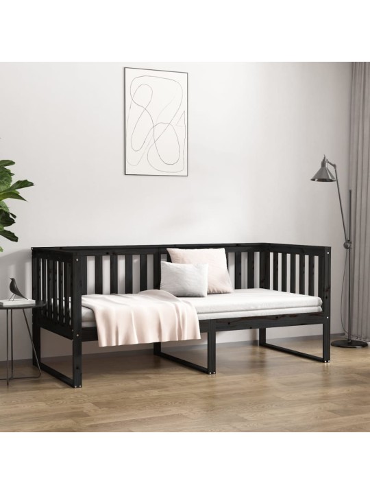 Válenda černá 90 x 190 cm masivní borové dřevo