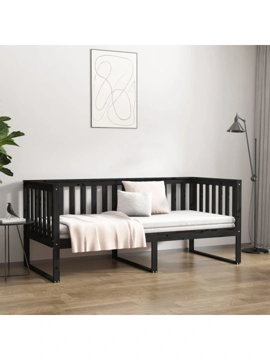 Válenda černá 90 x 190 cm masivní borové dřevo