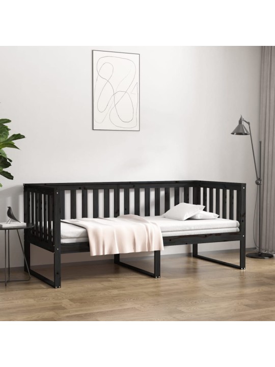 Válenda černá 90 x 190 cm masivní borové dřevo
