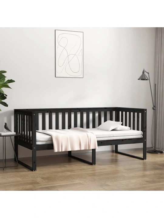 Válenda černá 90 x 190 cm masivní borové dřevo