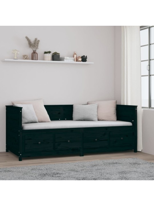Válenda černá 90 x 200 cm masivní borové dřevo