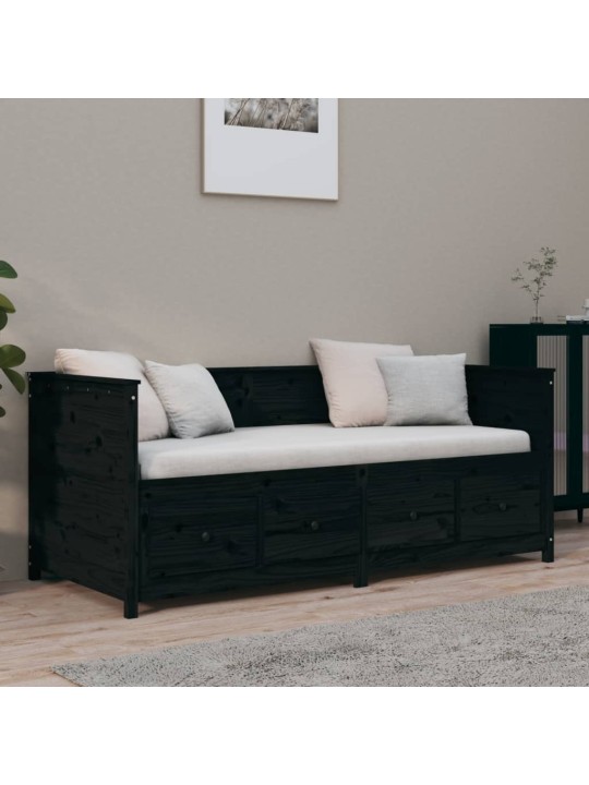 Válenda černá 90 x 190 cm masivní borové dřevo