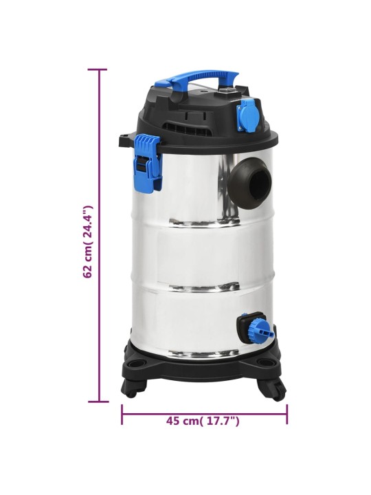 Vysavač na suché a mokré vysávání 1 200 W 30 l stříbrný