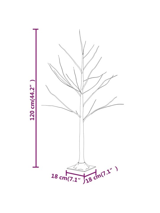 Bílá bříza 48 teplých bílých LED diod 120 cm