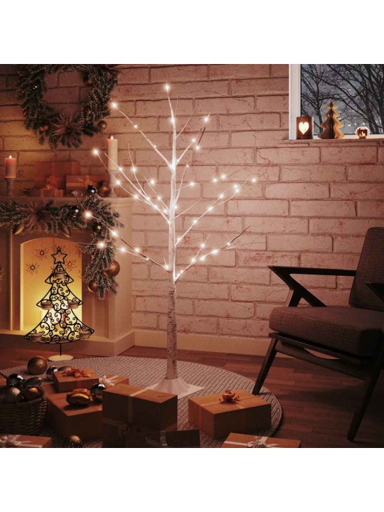 Bílá bříza 48 teplých bílých LED diod 120 cm