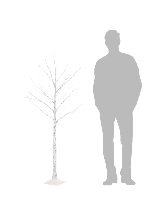Bílá bříza 72 teplých bílých LED diod 150 cm