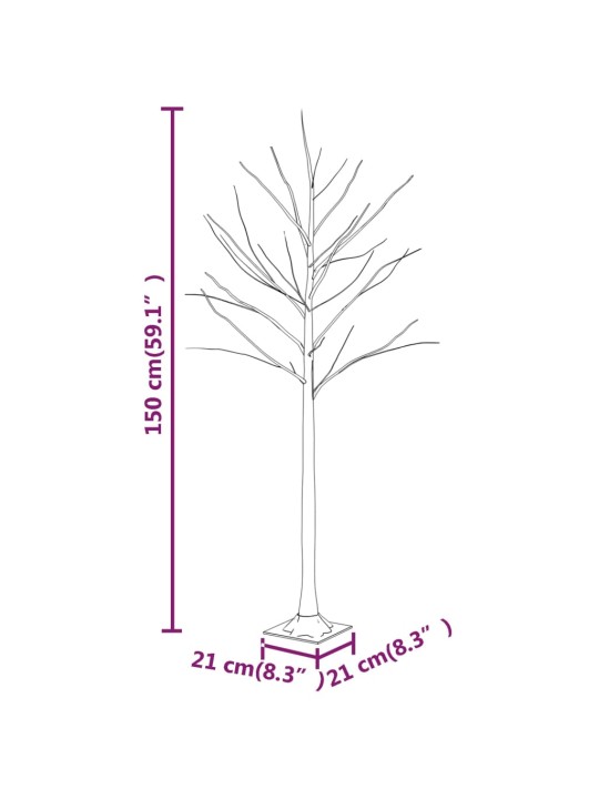 Bílá bříza 72 teplých bílých LED diod 150 cm