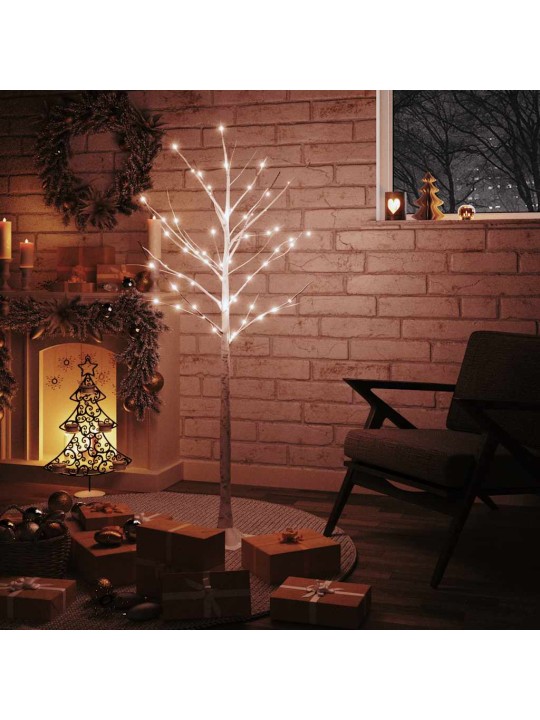 Bílá bříza 72 teplých bílých LED diod 150 cm