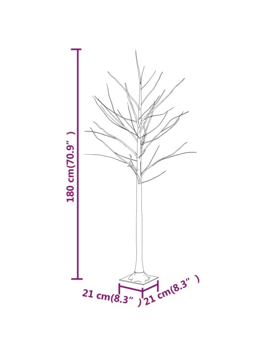 Bílá bříza 96 teplých bílých LED diod 180 cm
