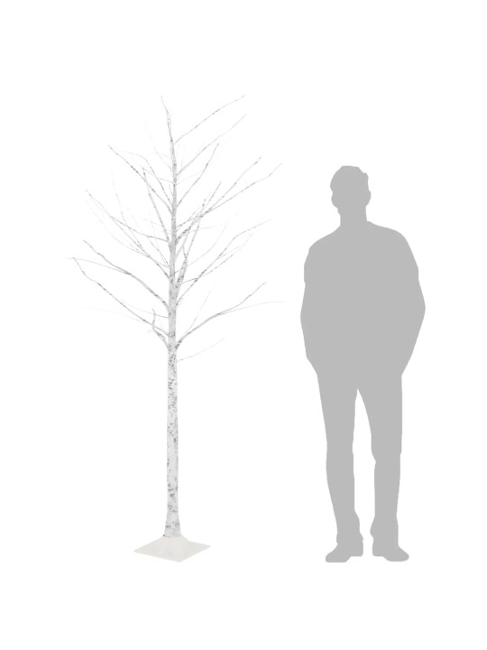 Bílá bříza 128 teplých bílých LED diod 220 cm