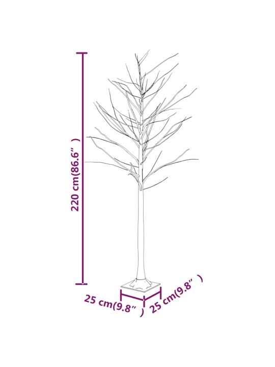 Bílá bříza 128 teplých bílých LED diod 220 cm