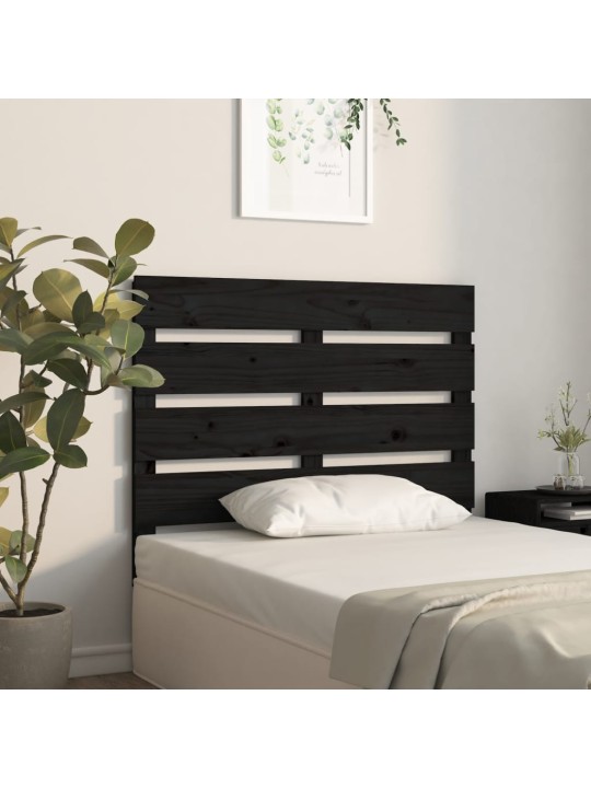 Čelo postele černé 100 x 3 x 80 cm masivní borovice