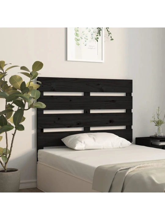 Čelo postele černé 100 x 3 x 80 cm masivní borovice