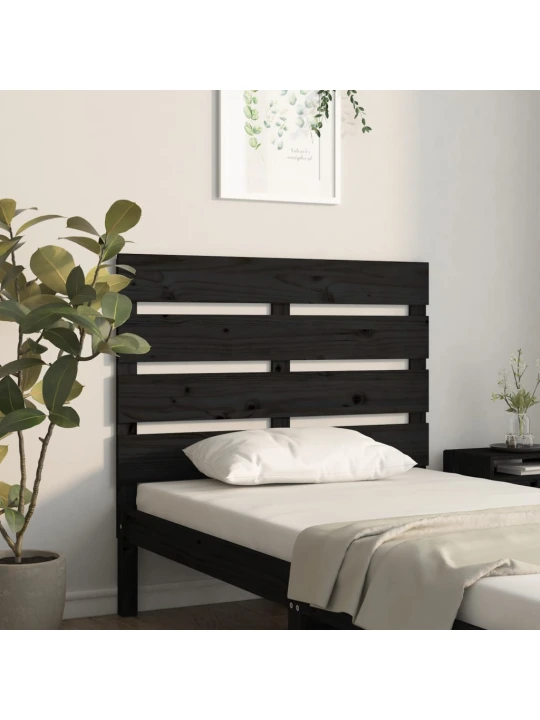 Čelo postele černé 100 x 3 x 80 cm masivní borovice