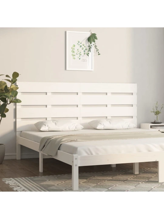 Čelo postele bílé 180 x 3 x 80 cm masivní borovice