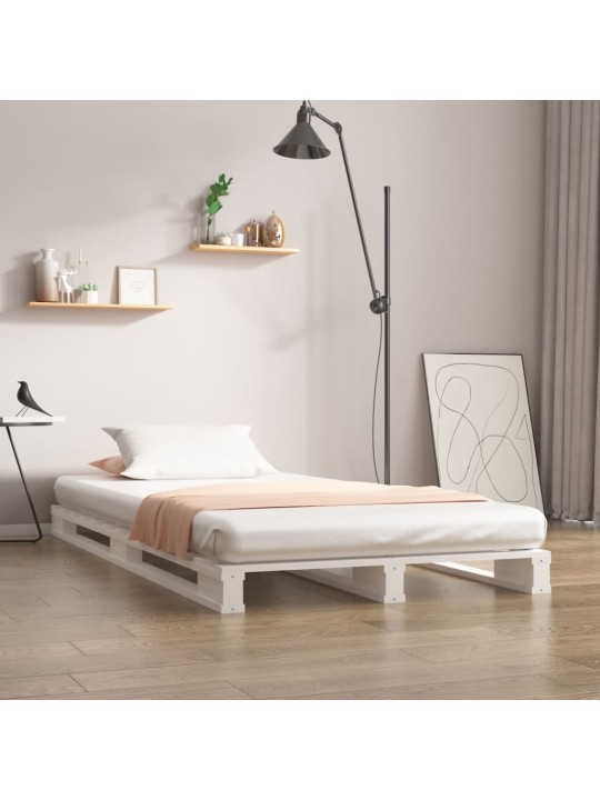 Postel z palet bílá 90 x 200 cm masivní borové dřevo