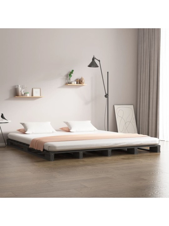 Postel z palet šedá 120 x 190 cm masivní borovice Small Double