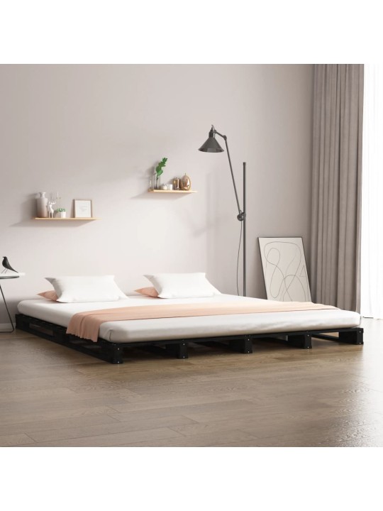 Postel z palet černá 135 x 190 cm masivní borovice Double