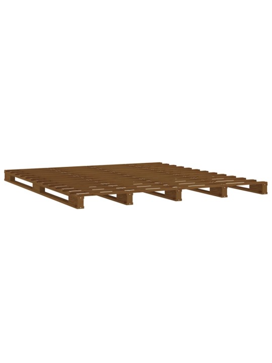 Postel z palet medově hnědá 140 x 190 cm masivní borové dřevo