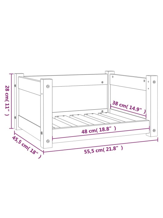 Pelíšek pro psy 55,5 x 45,5 x 28 cm masivní borovice