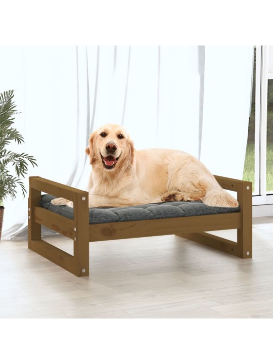 Postel pro psy medově hnědá 75,5x55,5x28 cm masivní borovice