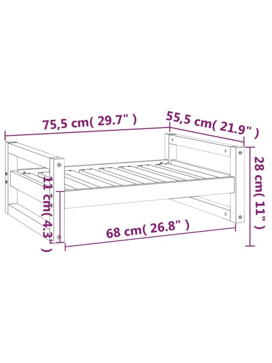 Postel pro psy medově hnědá 75,5x55,5x28 cm masivní borovice