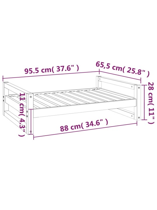 Postel pro psy bílá 95,5 x 65,5 x 28 cm masivní borovice
