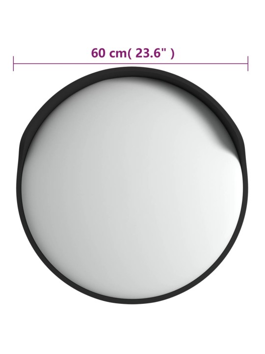 Venkovní konvexní dopravní zrcadlo černé Ø 60 cm polykarbonát
