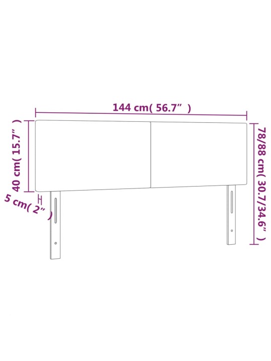 Čela postele 2 ks světle šedá 72 x 5 x 78/88 cm textil