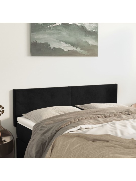 Čela postele 2 ks černá 72 x 5 x 78/88 cm samet