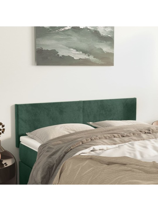 Čela postele 2 ks tmavě zelená 72 x 5 x 78/88 cm samet