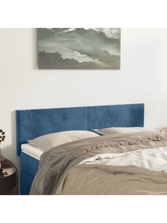 Čela postele 2 ks tmavě modrá 72 x 5 x 78/88 cm samet