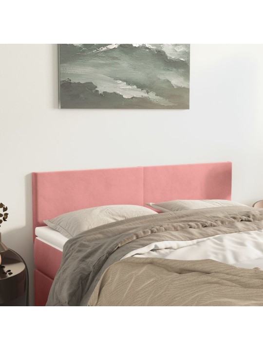 Čelo postele 2 ks růžové 72x5x78/88 cm samet