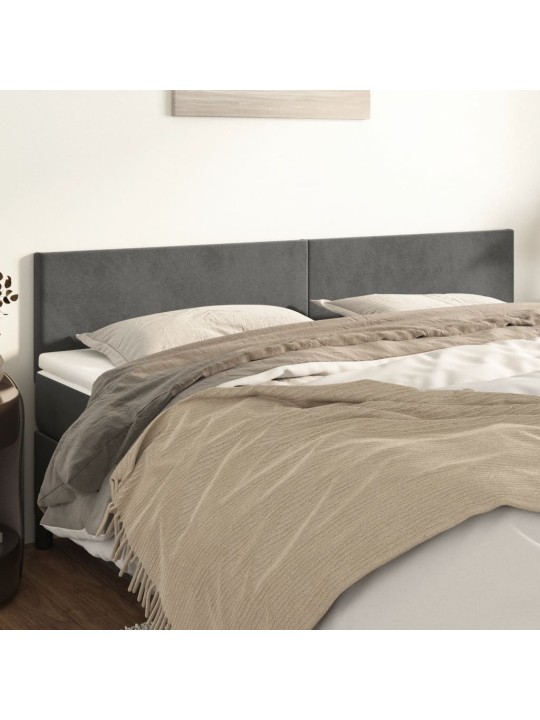 Čelo postele 2 ks tmavě šed 90x5x78/88 cm samet