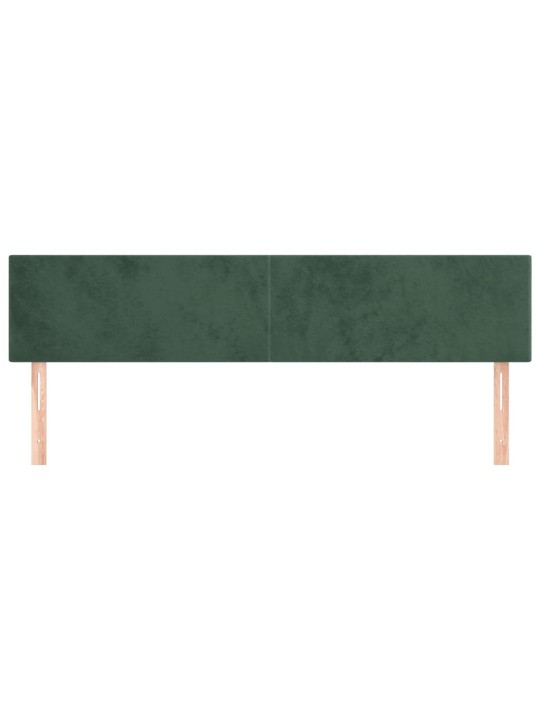 Čelo postele 2 ks tmavě zelené 90x5x78/88 cm samet