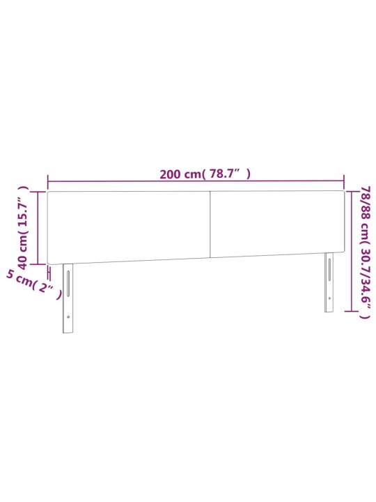 Čelo postele 2 ks krémové 100x5x78/88 cm textil