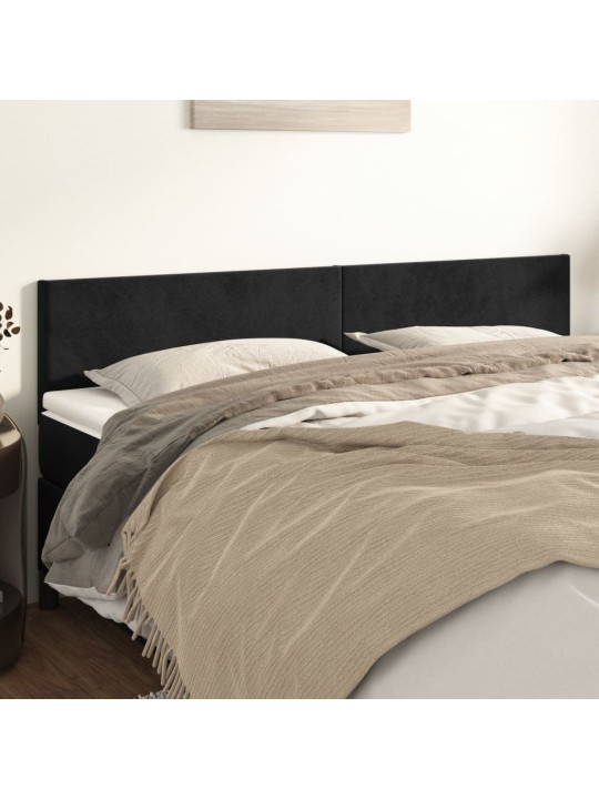 Čelo postele 2 ks černé 100x5x78/88 cm samet