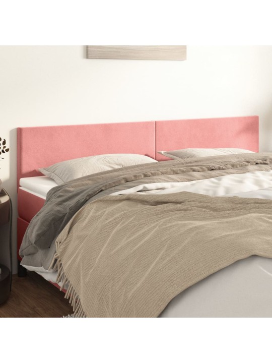 Čelo postele 2 ks růžové 100x5x78/88 cm samet