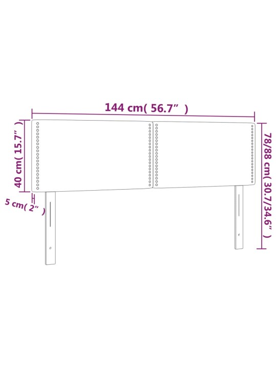 Čela postele 2 ks tmavě šedá 72 x 5 x 78/88 cm textil